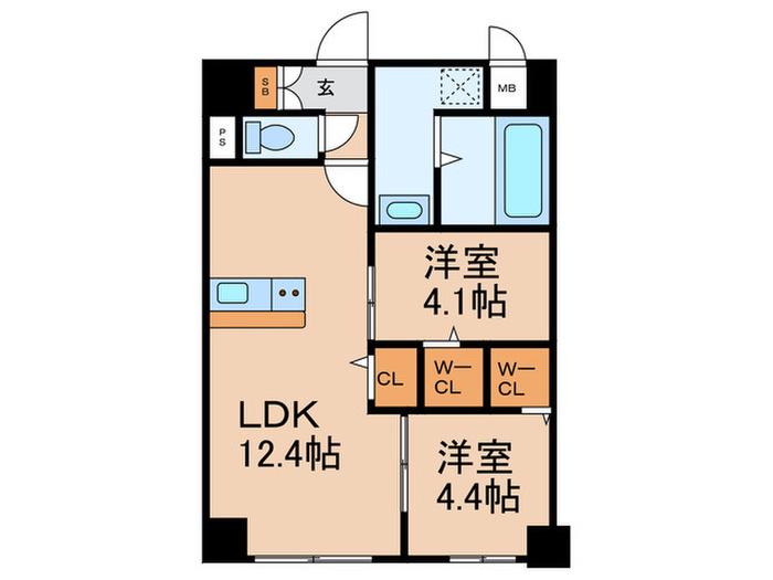 MYS CASETTA KURUME(2LDK/1階)の間取り写真