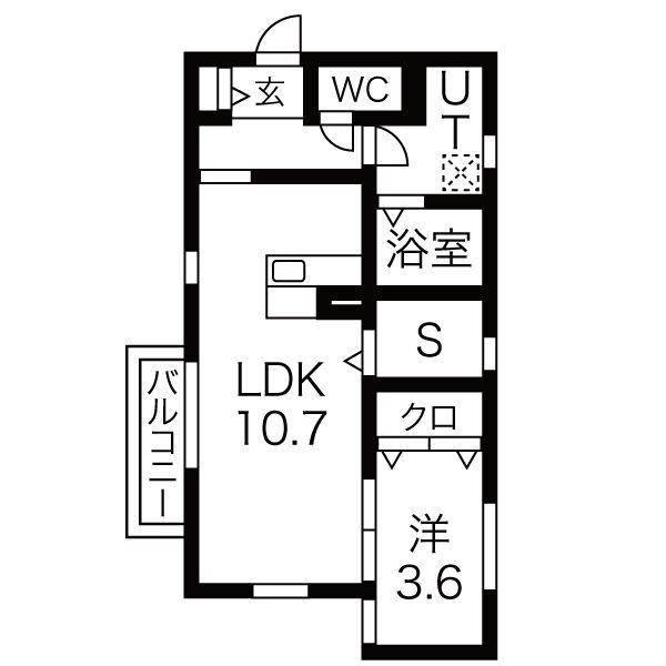 ATLAS KITAHARA ウエスト(1SLDK/1階)の間取り写真