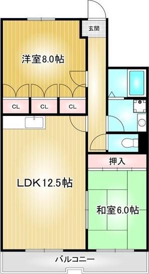 スタスィオン滝ノ水(2LDK/2階)の間取り写真