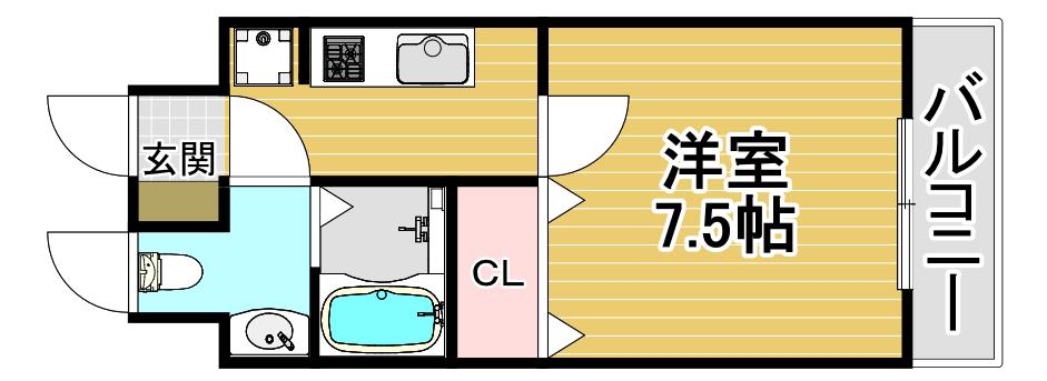 プラムコート(1K/1階)の間取り写真