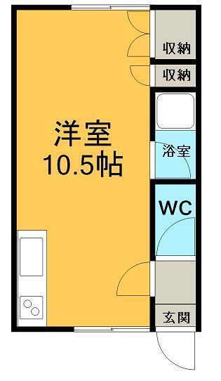 シャトレーヌ潮見(ワンルーム/1階)の間取り写真