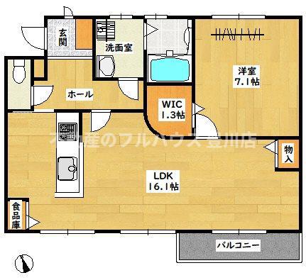 豊川東光ハイツ(1LDK/1階)の間取り写真