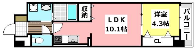 サンプラザ茨木(1LDK/5階)の間取り写真