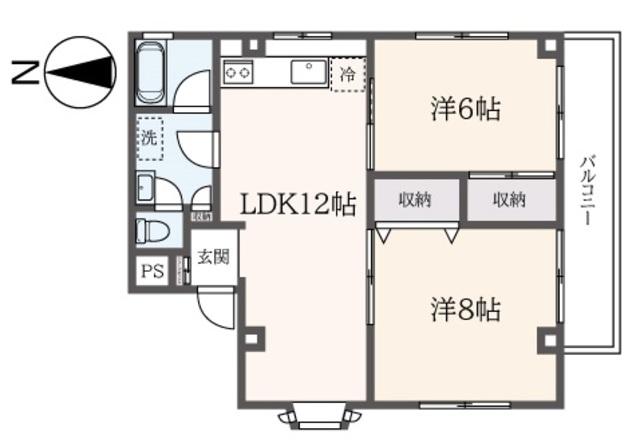 ダイヤモンド富士(2LDK/3階)の間取り写真