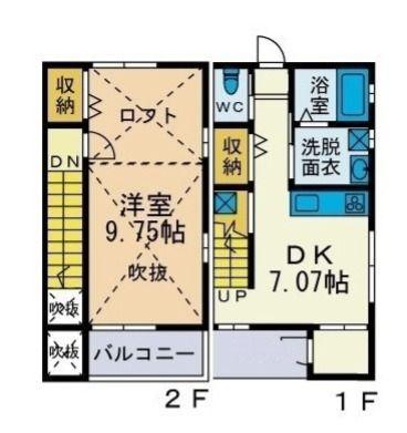 カーサイノウエクイント(1DK/1階)の間取り写真
