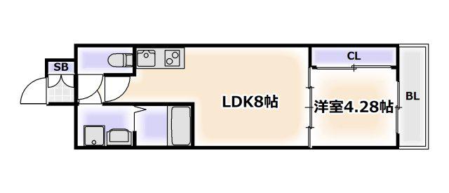 MV.MS大阪岸里(1LDK/11階)の間取り写真