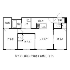 GRAN BACH麻生(3LDK/1階)の間取り写真