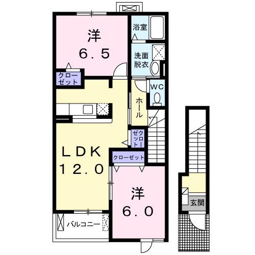 ラディアンス(2LDK/2階)の間取り写真