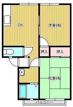サンライフ久米(2DK/1階)の間取り写真