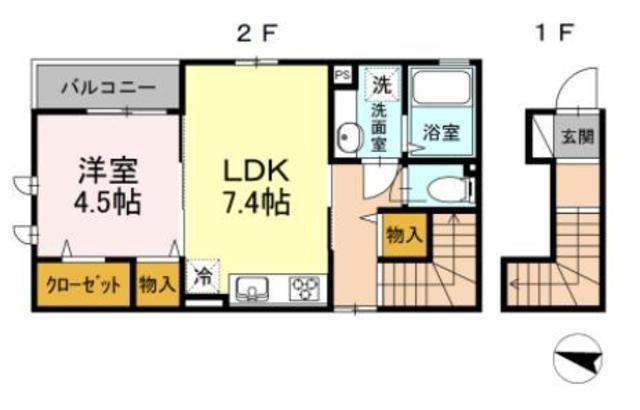 アビタシオン明大前(1DK/2階)の間取り写真