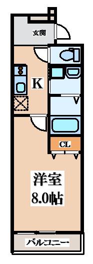 フジパレス忍ケ丘I番館(1K/2階)の間取り写真