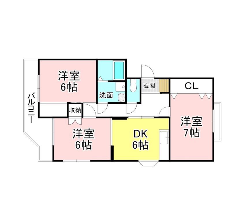 中沢壱番館(3DK/1階)の間取り写真