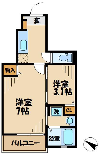 ルミエールモンド(2K/1階)の間取り写真