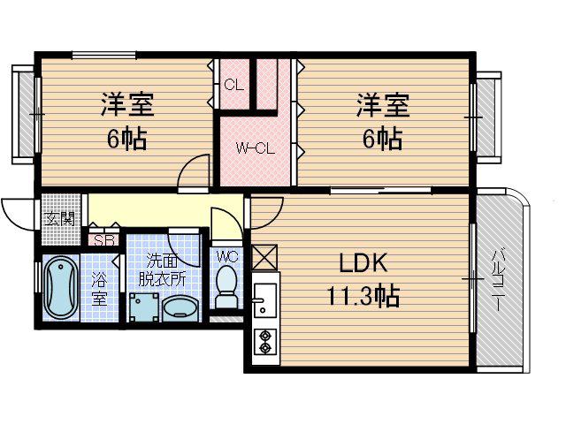 パル・モア茨木(2LDK/1階)の間取り写真