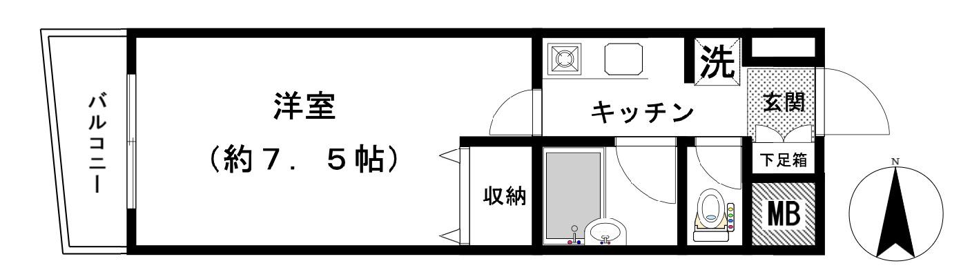 メゾンドゥ中幸(1K/4階)の間取り写真