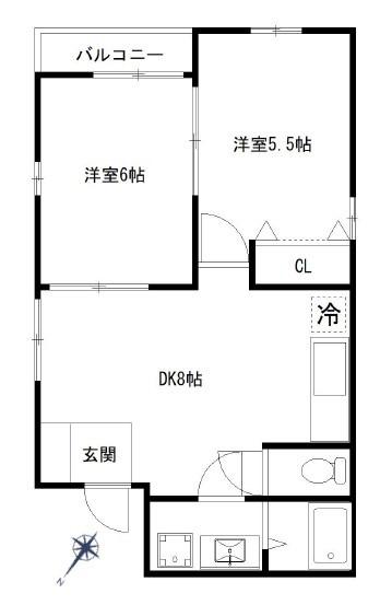 ベルトゥリー板宿イースト(2DK/2階)の間取り写真
