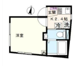 ミモザヒルズ平塚(1K/2階)の間取り写真
