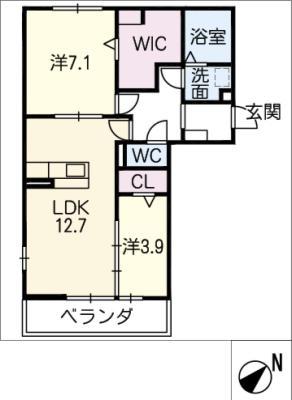 パークハイムB棟(2LDK/3階)の間取り写真