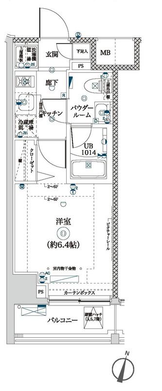 ラドゥセール吉野町(1K/7階)の間取り写真