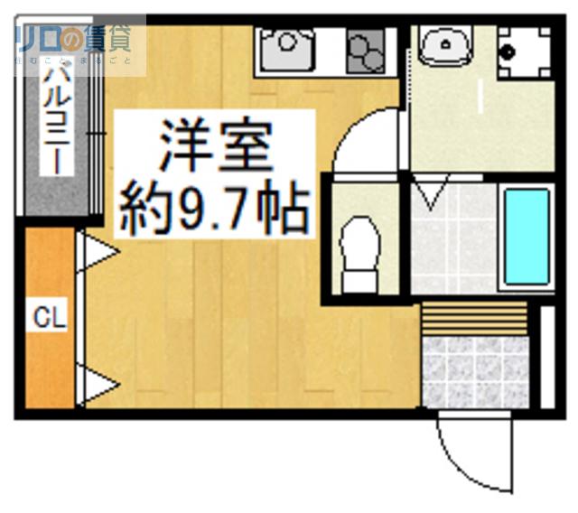 WIND BELL高司(ワンルーム/2階)の間取り写真