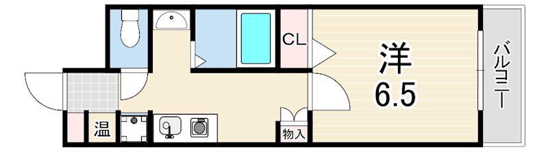 ANGE夙川(1K/2階)の間取り写真