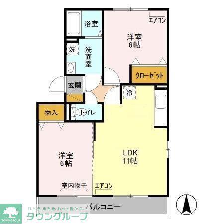 ラフォーレ上ノ台C(2LDK/3階)の間取り写真