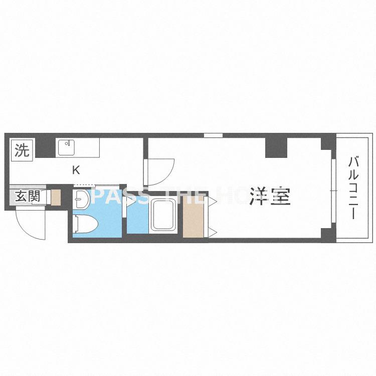 ルミエール瓦屋町(1K/11階)の間取り写真