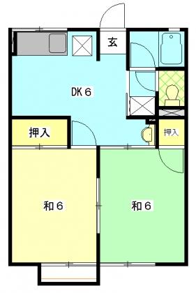 MKハイツ(2DK/2階)の間取り写真