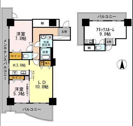 品川シーサイドビュータワー2(2LDK/13階)の間取り写真