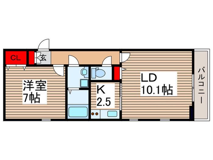 コモド錦町(1LDK/2階)の間取り写真