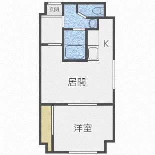 ブルースカイ月寒(1LDK/5階)の間取り写真