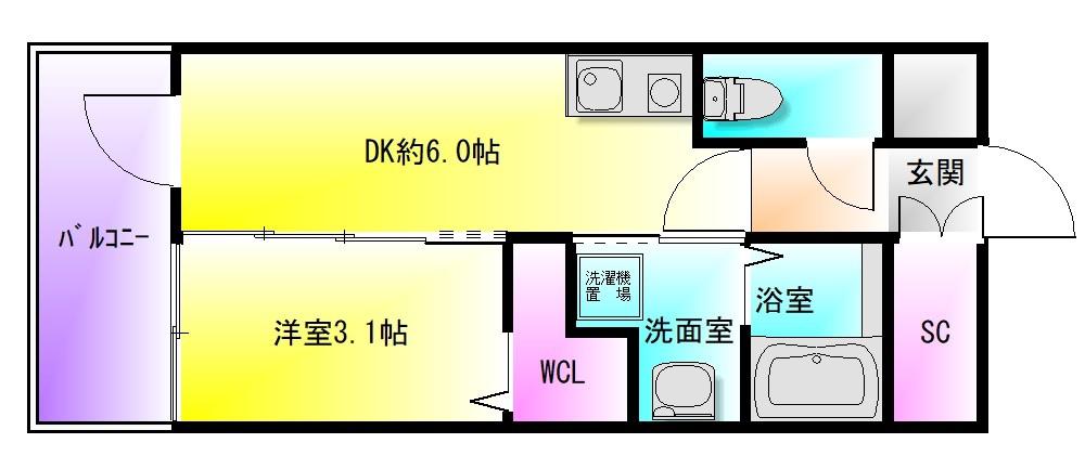 エステムコート大阪プリューム(1DK/5階)の間取り写真