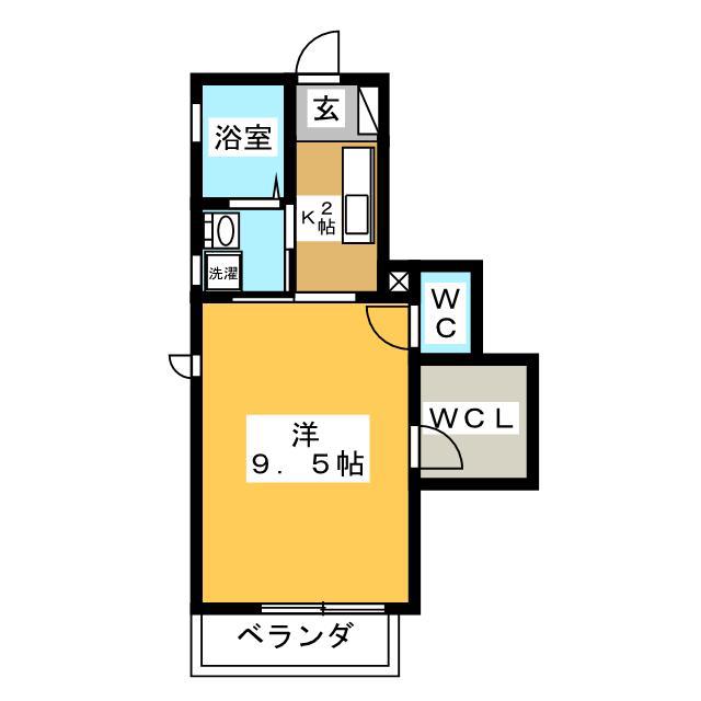 メノマーレ(1K/2階)の間取り写真