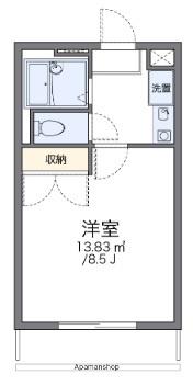 パレス二色浜B棟(1K/3階)の間取り写真