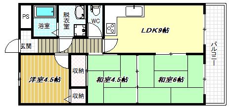 マンションカワハラ(3LDK/3階)の間取り写真
