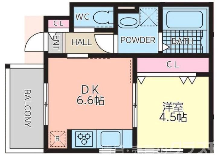 ポルタフェリーチェ堺東(1DK/1階)の間取り写真