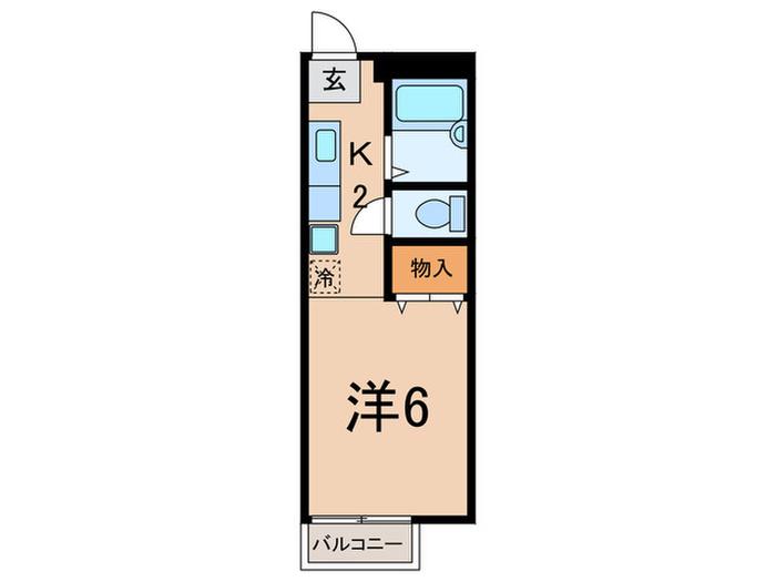 若井ハイツ(1K/2階)の間取り写真