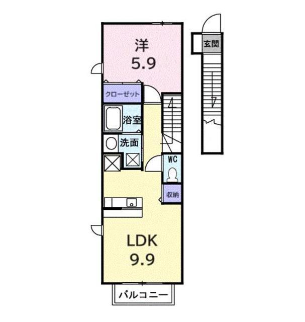 メゾンY04(1LDK/2階)の間取り写真