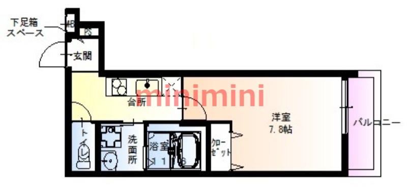 フジパレス下新庄駅東II番館(1K/2階)の間取り写真