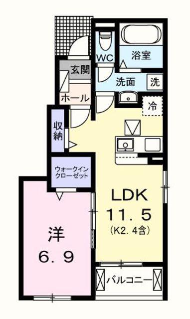 ラベンダーベイ(1LDK/1階)の間取り写真