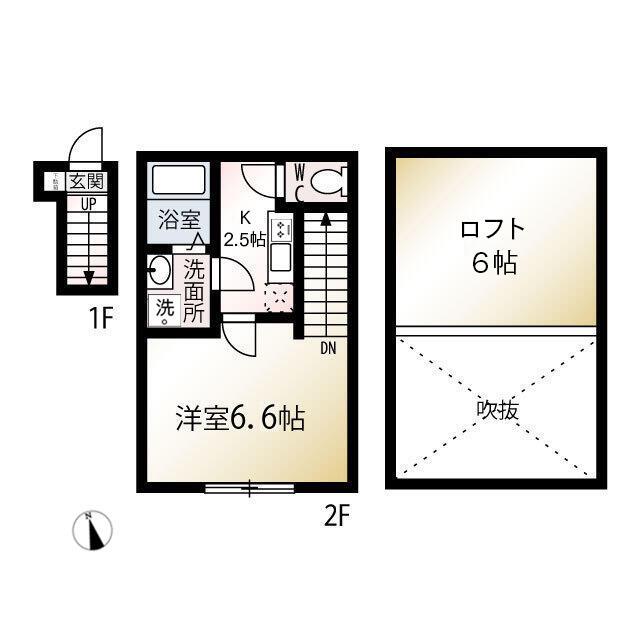 MQUARTO瑞江II(1K/2階)の間取り写真