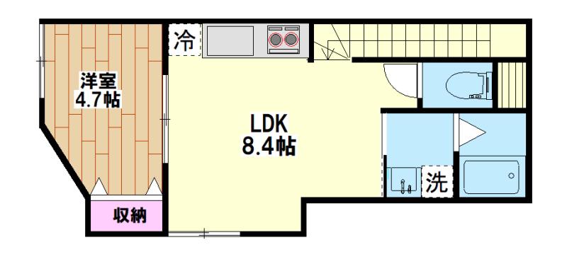 柴又1丁目(1LDK/2階)の間取り写真