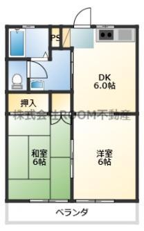 メゾン若葉(2DK/2階)の間取り写真