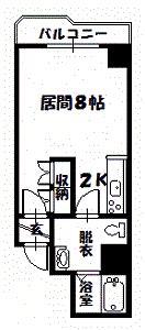 トーワ1.5(ワンルーム/5階)の間取り写真