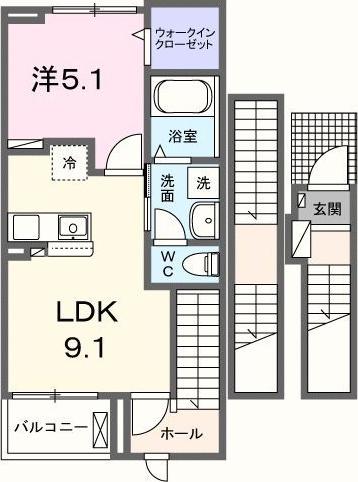カーサ ミナト(1LDK/3階)の間取り写真