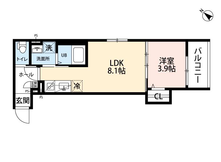ROBOT HOME 吉塚(1LDK/2階)の間取り写真