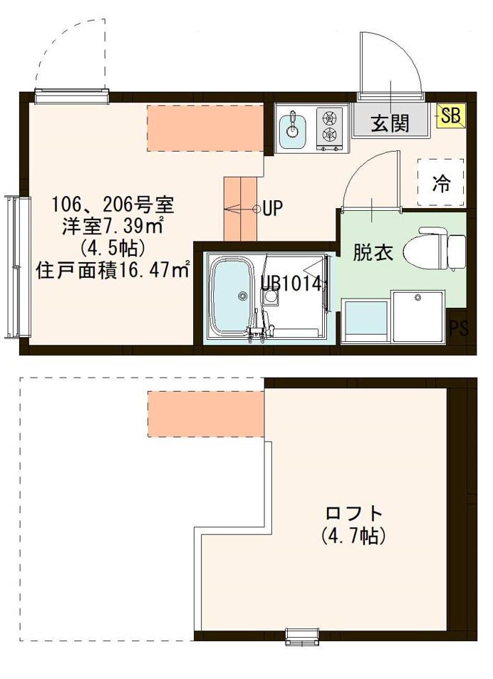 シス ヴィル(ワンルーム/1階)の間取り写真