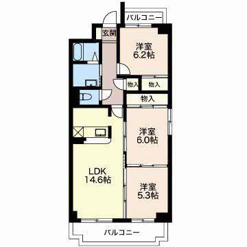 FOUR SEASONS(3LDK/7階)の間取り写真
