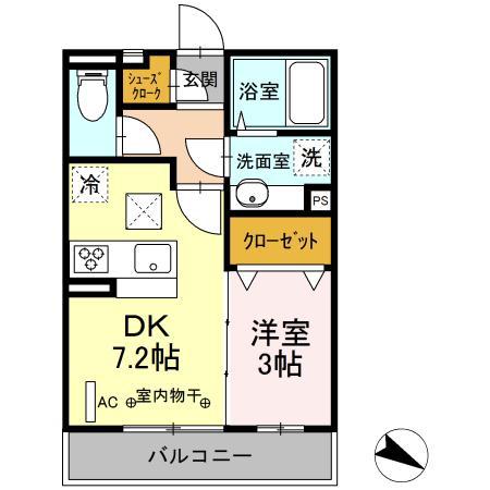 コンフォール新横濱Ⅱ(1DK/1階)の間取り写真