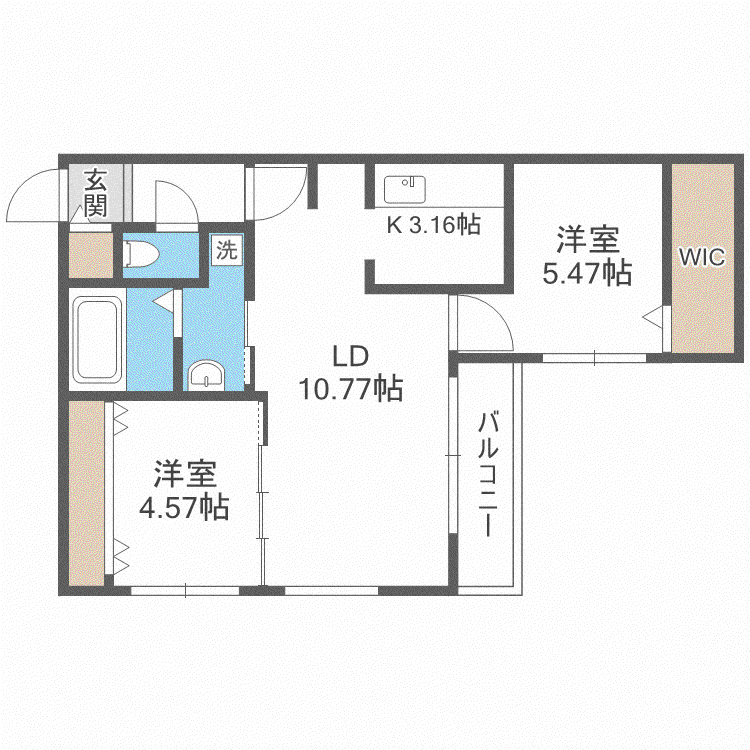 シエル山鼻(2LDK/4階)の間取り写真